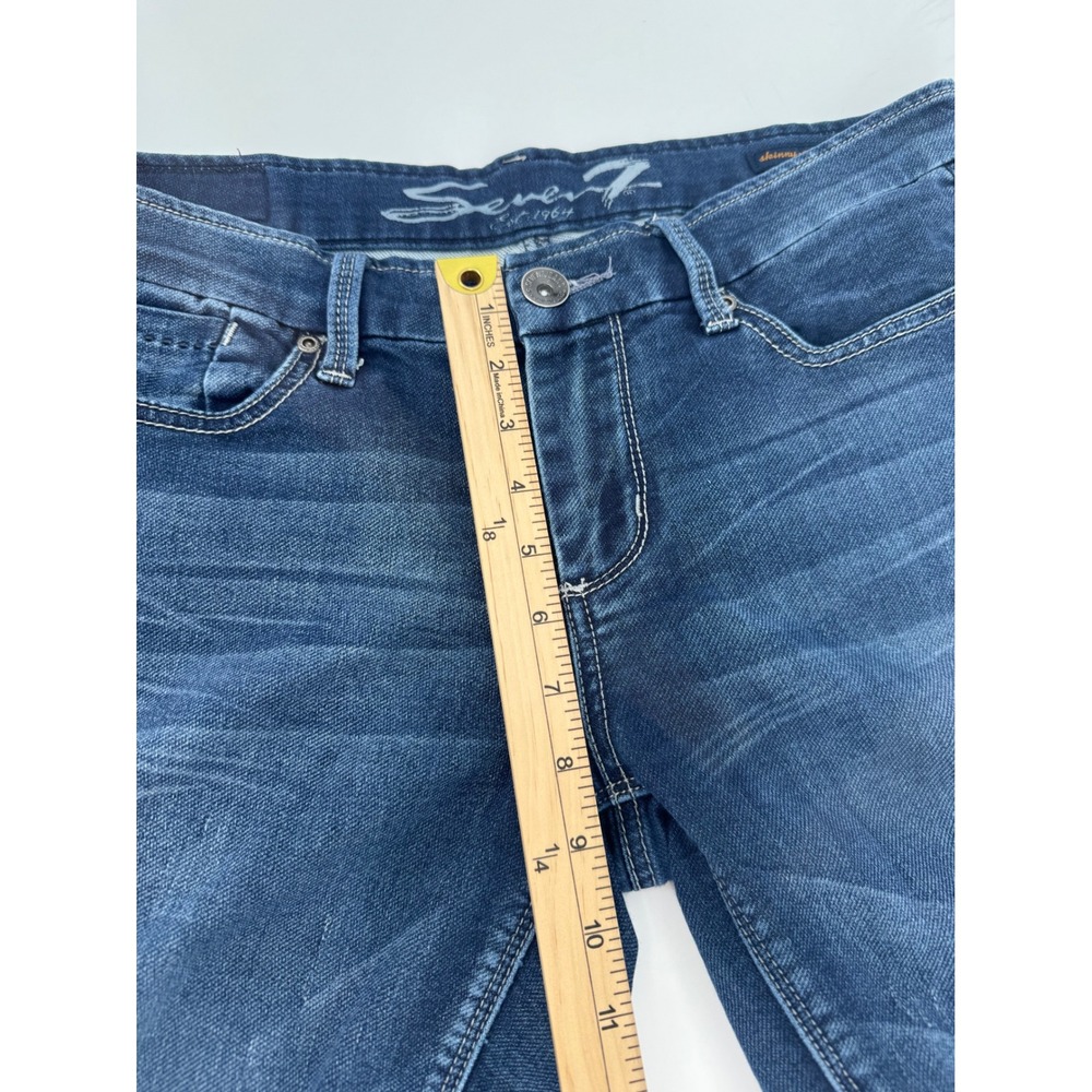 Seven7 Skinny Easy Fit Jeans Womens 10 Medium Wash Blue Denim Stretch Mid Rise - Picture 4 of 10